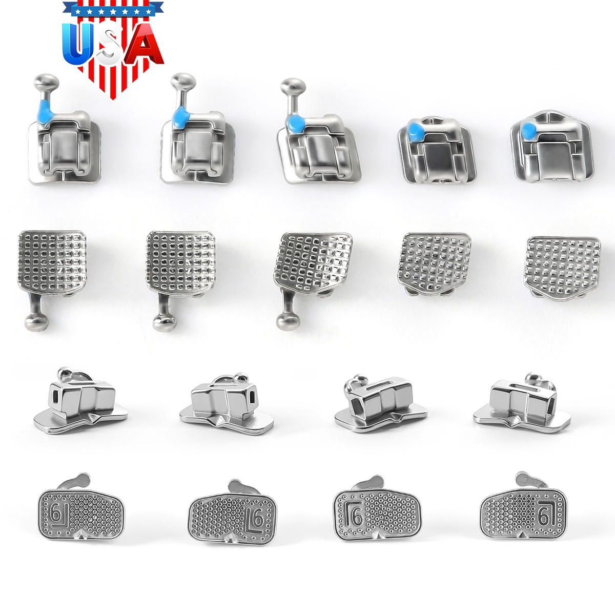 AZDENT Dental Orthodontic Self Ligating Bracket Braces Mini Roth.022 Hooks 345