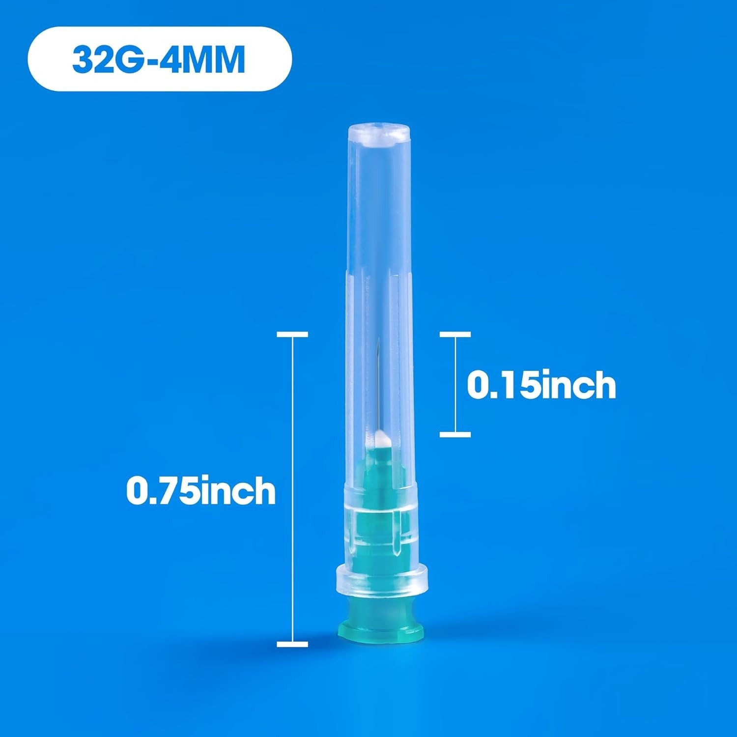 100 Pack 32 Ga 4mm Disposable Needles with Caps for Scientific and Industrial…