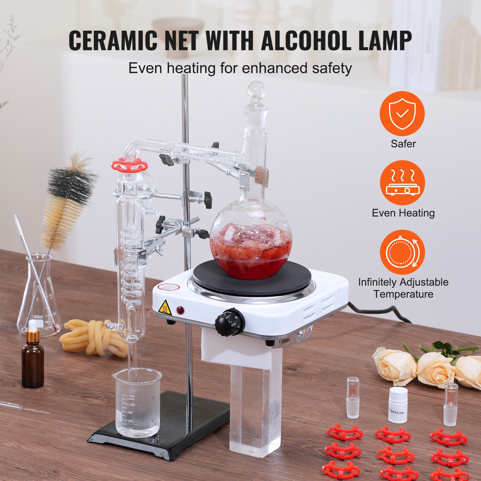 VEVOR Essential Oil Distillation Kit 500ml Distillation Apparatus 33 pcs Set