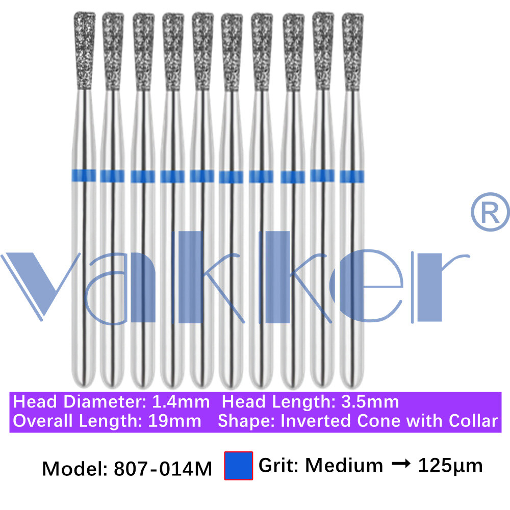 Vakker 10pc Dental Diamond Burs Inverted Cone & Amalgam Buster Handpiece Bur