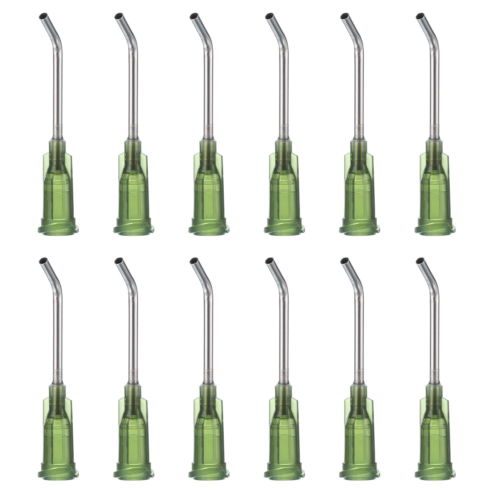 12 Pcs 14G 1 Inch Blunt Tip Dispensing Needles for Adhesive, Olive Green