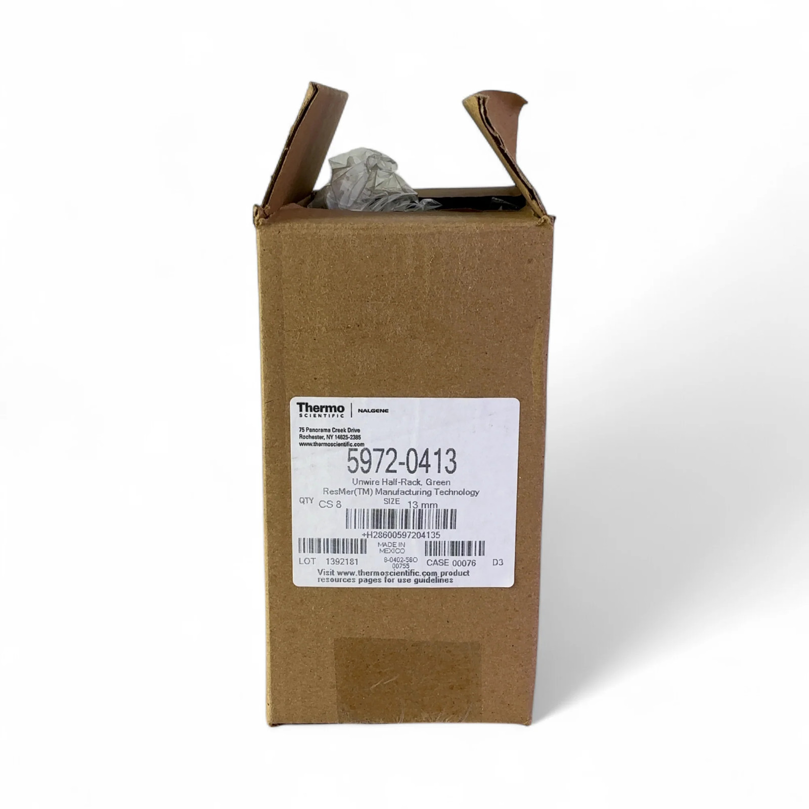 Thermo Scientific 5972-0413 Green Unwire Half-Rack 13mm NEW OPEN BOX Best Offer!