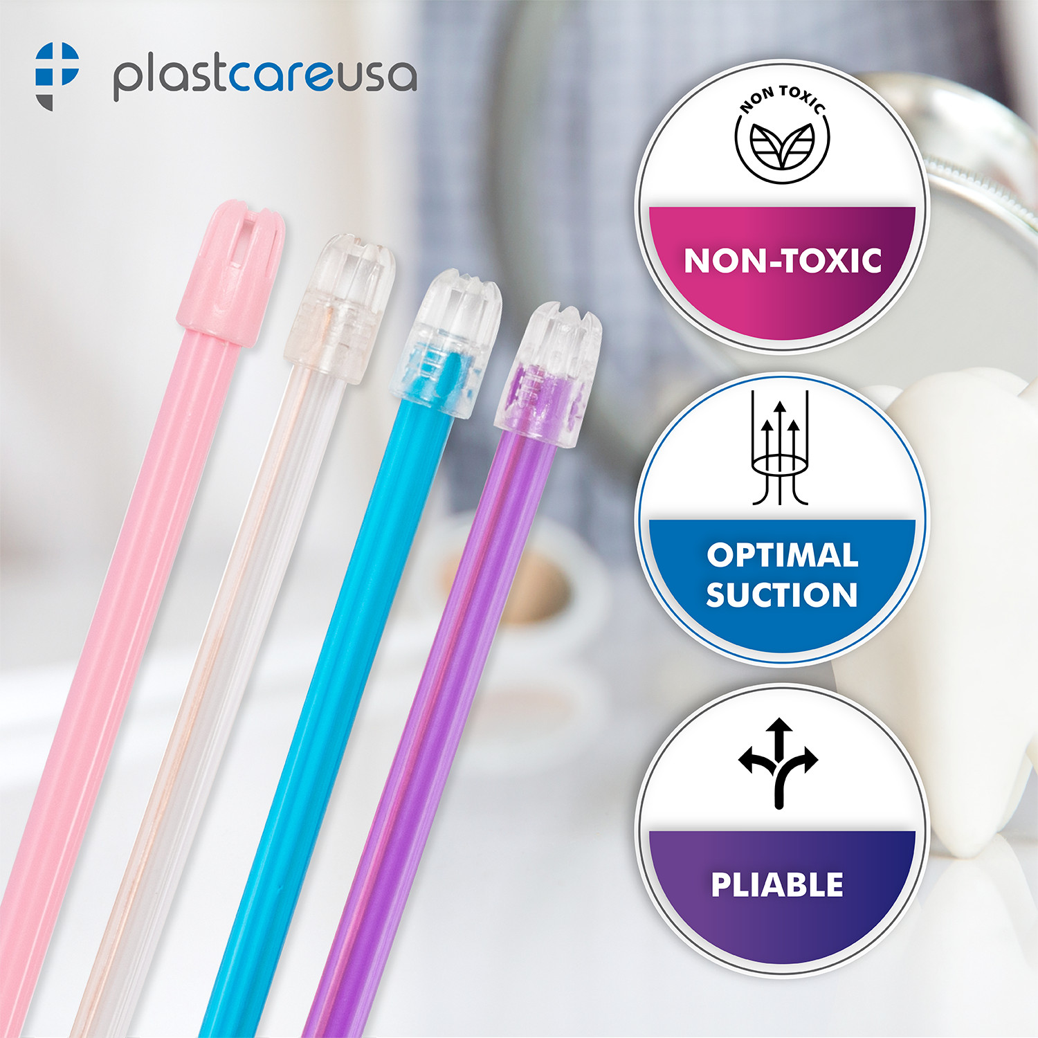 Dental Disposable Saliva Ejectors, Suction Tips Evacuator (Choose Color & Qty)