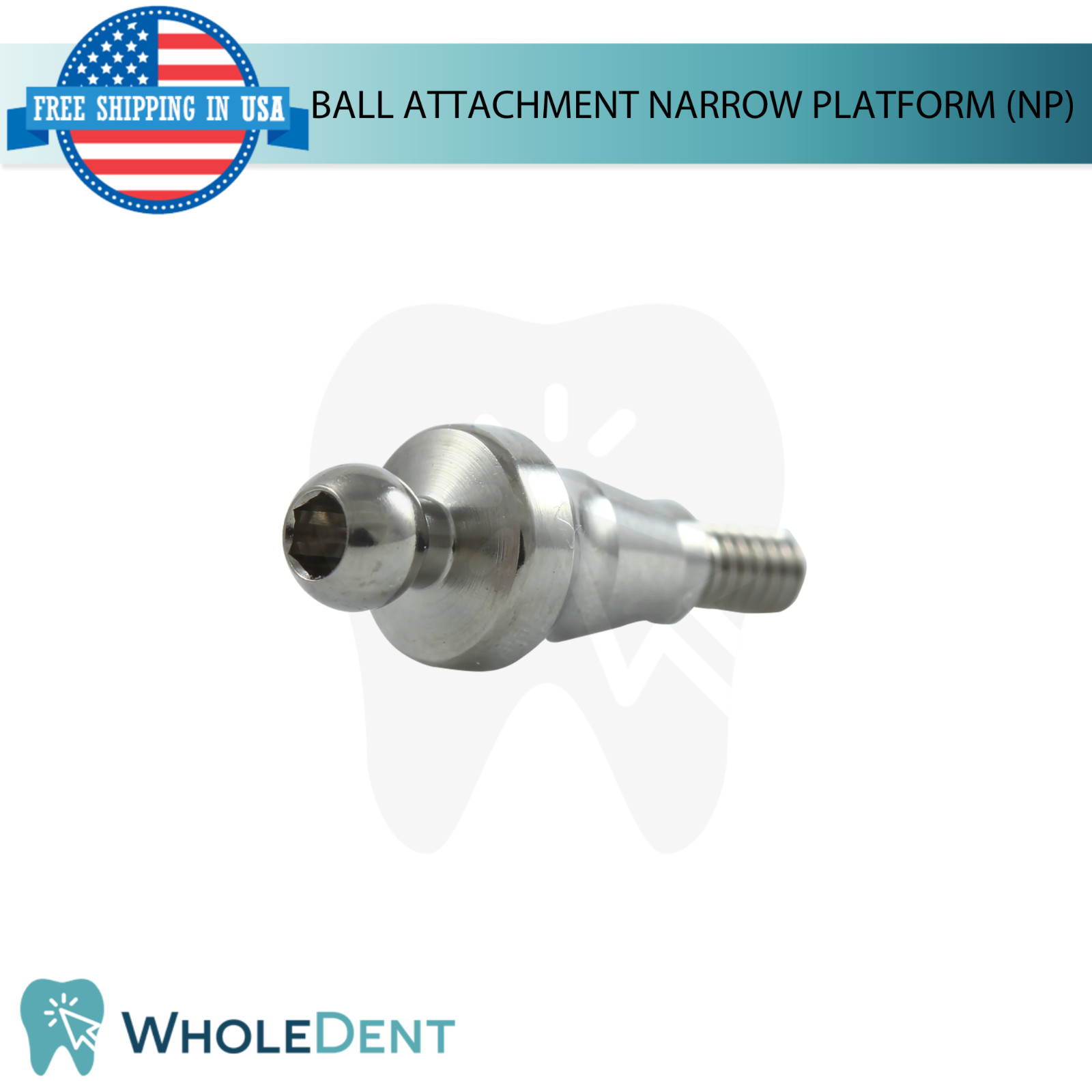 5x Straight Ball Attachment Narrow Platform Ø3.8mm Conical Hex 2.25mm System