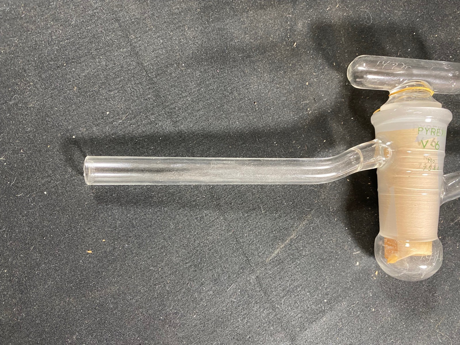 PYREX V-6 High Vacuum Stopcock Oblique 7mm Bore Hollow 310mm Length 12mm O.D.