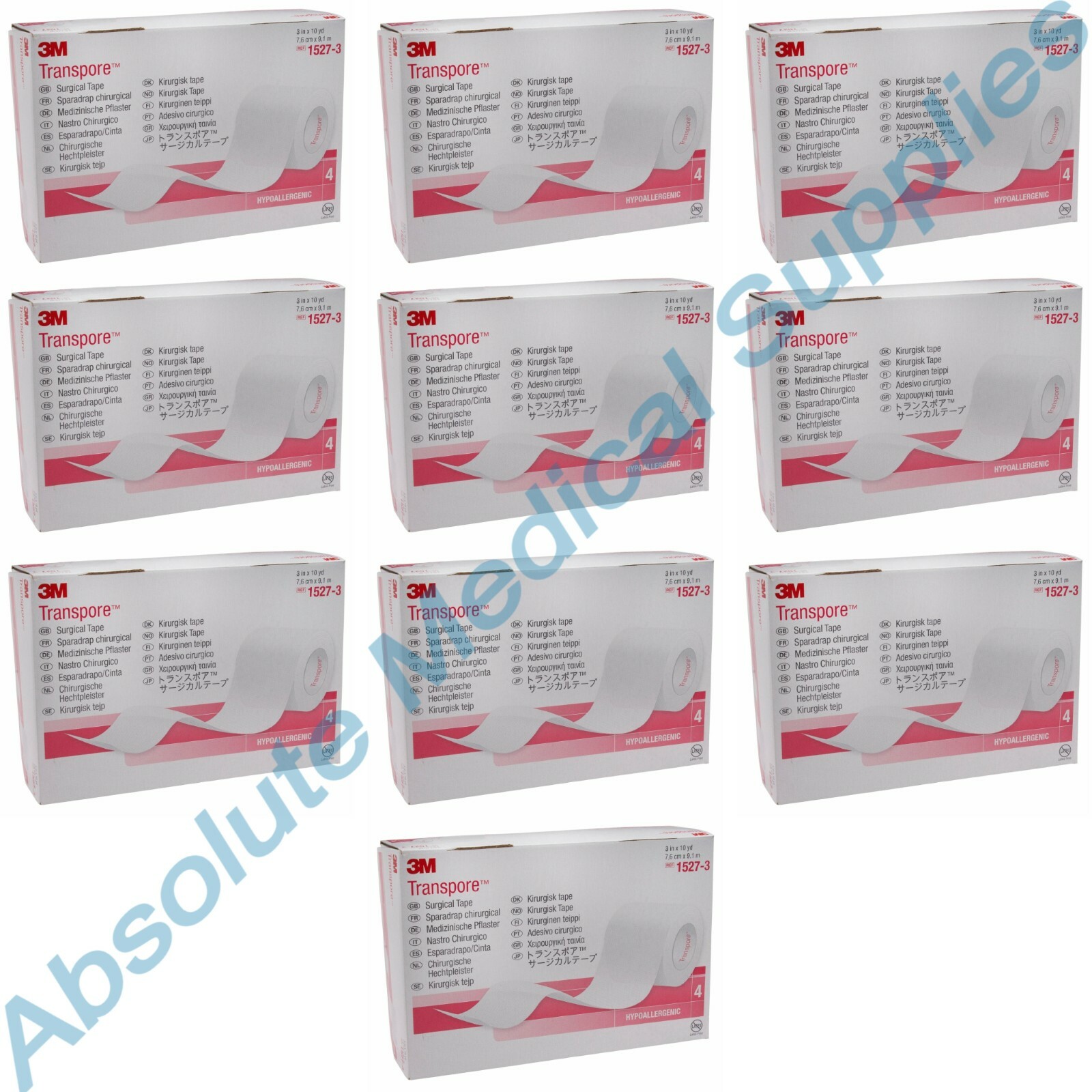 *40-Rolls* 3M Transpore Surgical Hypoallergenic Tape 3″ x 10 Yards 1527-3