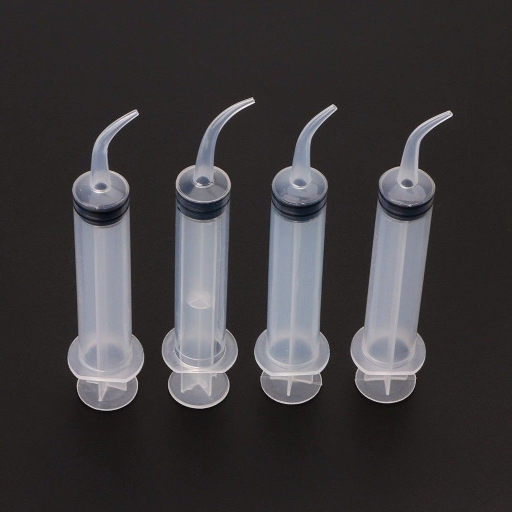 Dental Utility Oral Disposable Irrigation Syringe Long Curved Tips 12ml (12cc)