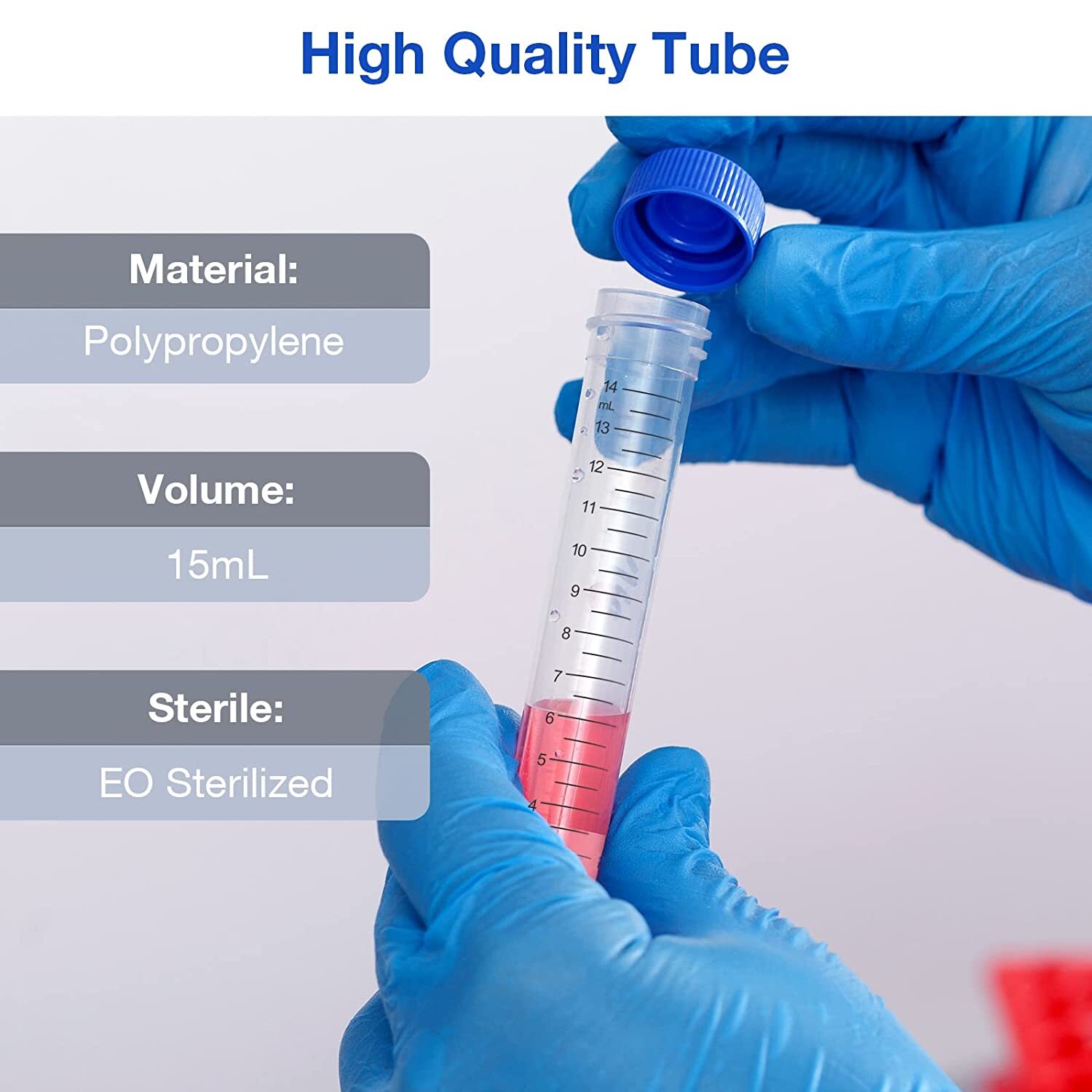 1500ps Polypropylene Centrifuge Tube Conical Bottom Plain, Bulk, Sterile – 15 mL