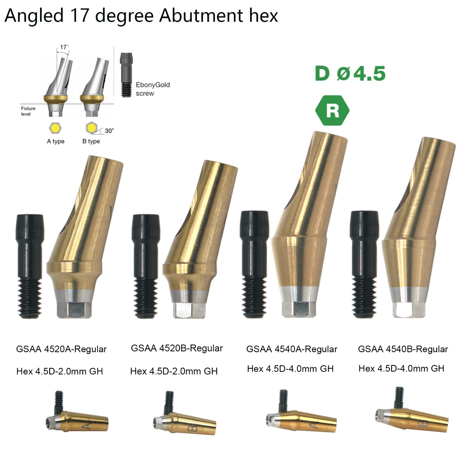 17° Dental Angled Anatomic Abutment For Hiossen Mini/Regular Platform Osstem TS