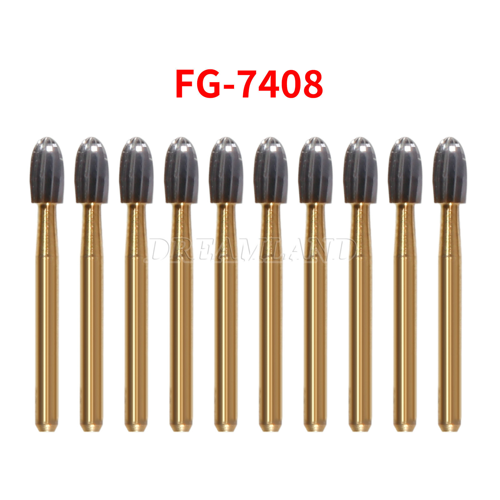 10Pcs Dental Tungsten Carbide Burs Trimming & Finishing Egg Football Bur FG 7408