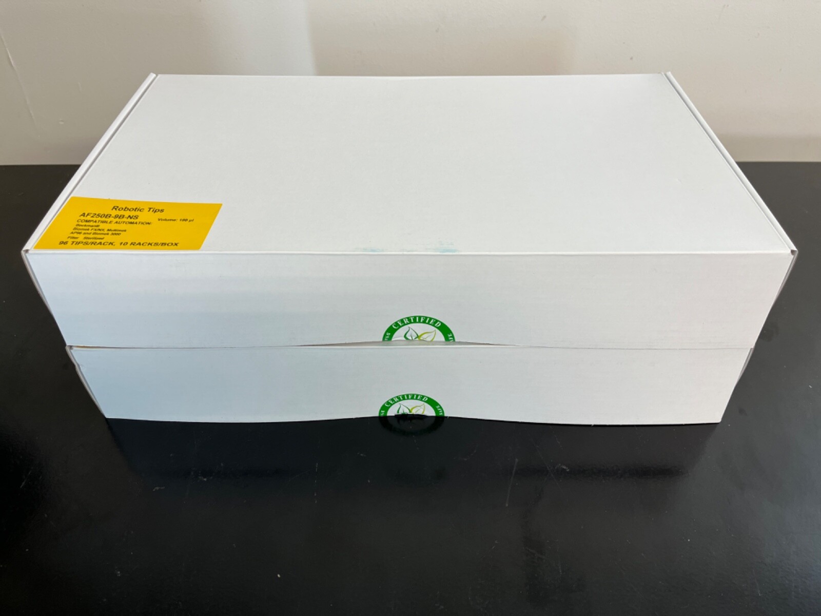 CASE of GEB AF250B-9B-NS 180uL Robotic Tips 96 tips/rack, 10, racks/box, 5 boxes