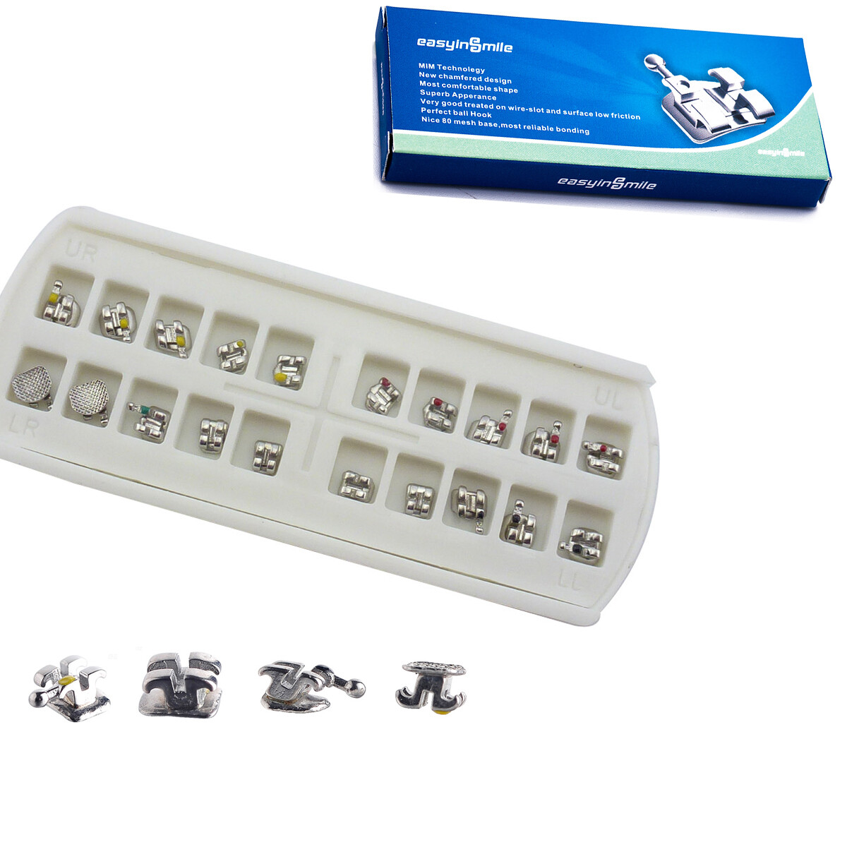 5Pack Dental Orthodontic Brackets MBT/Roth 022 3/345Hook Mini Metal Teeth Braces