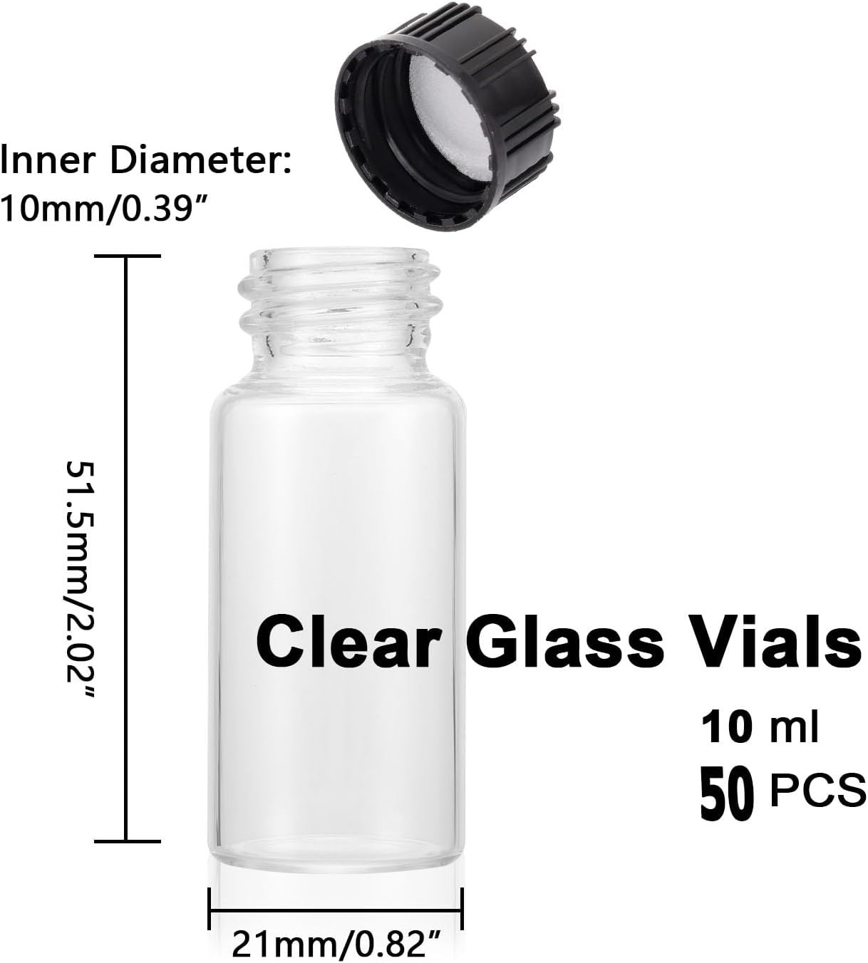 Clear Glass Vials with Screwcap Empty Bottles Liquid Sampling Sample…