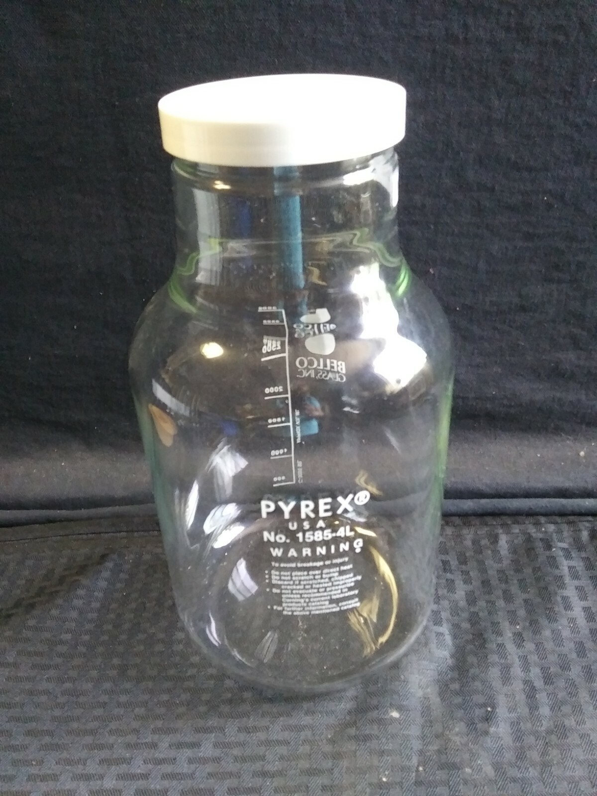 PYREX BELLCO 4000mL 4L Glass Anaerobic Culture Bottle w/ Screw Cap 1585 Custom