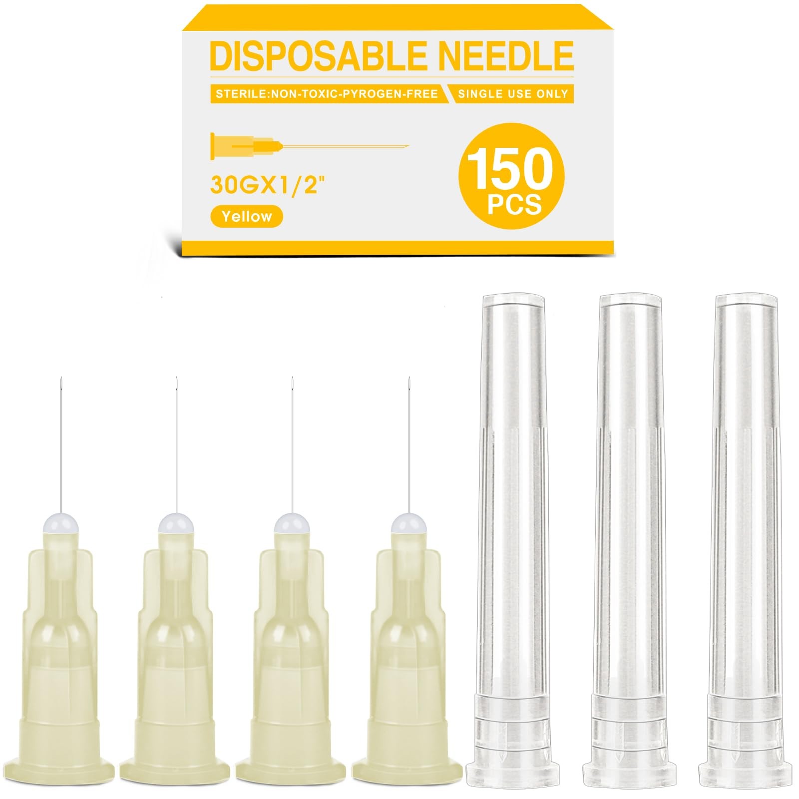 TENKAIWICK 150 Pack 30Ga 1/2Inch Sterile Disposable Injection Needl 30 Ga