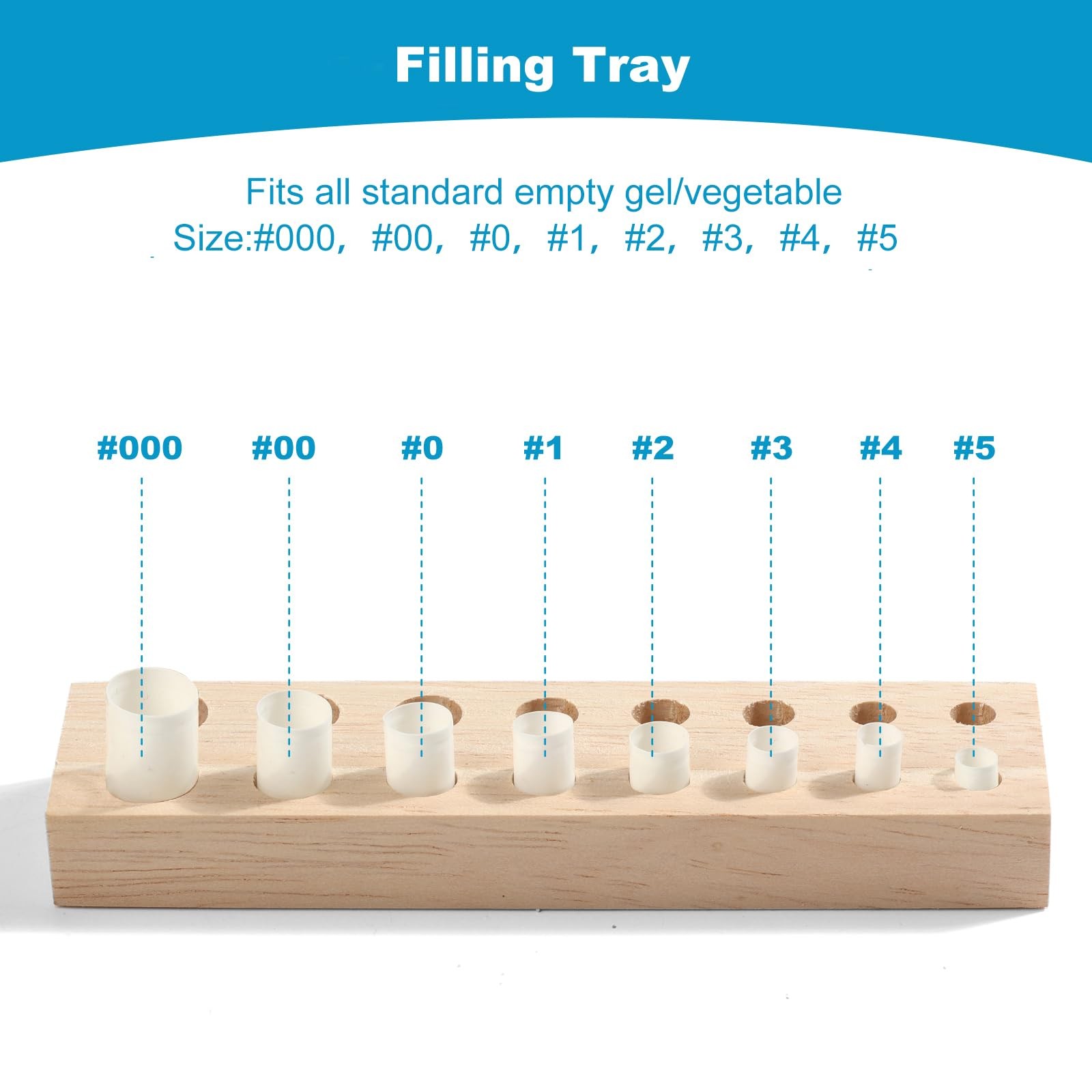 10 Pcs Capsules Filling Tools Tray Kit for Powder Tamper/Lab siliver