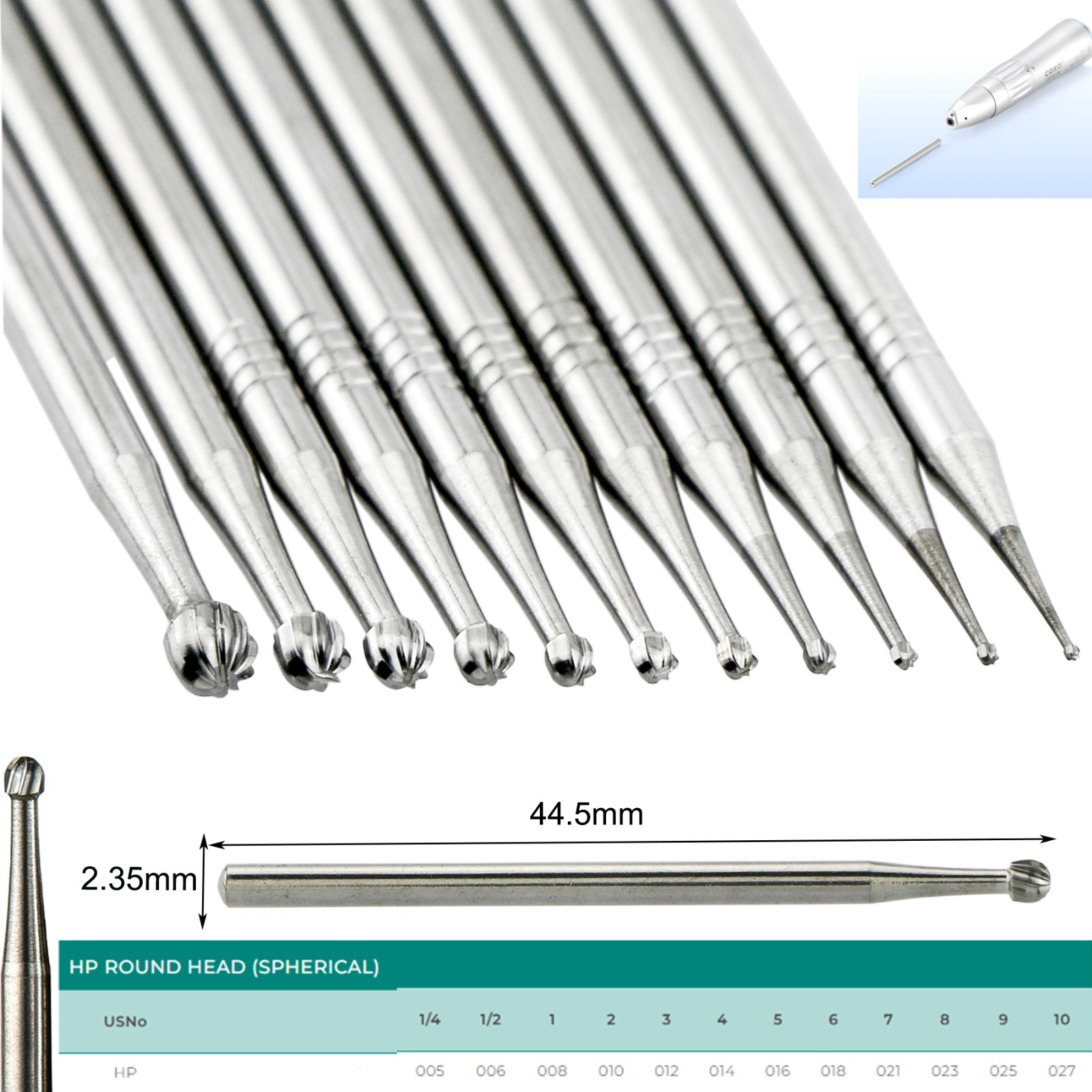 10Pcs US WAVE Dental Bur Round Latch RA/FG 1.6mm/HP Surgical Burs Low/High Speed