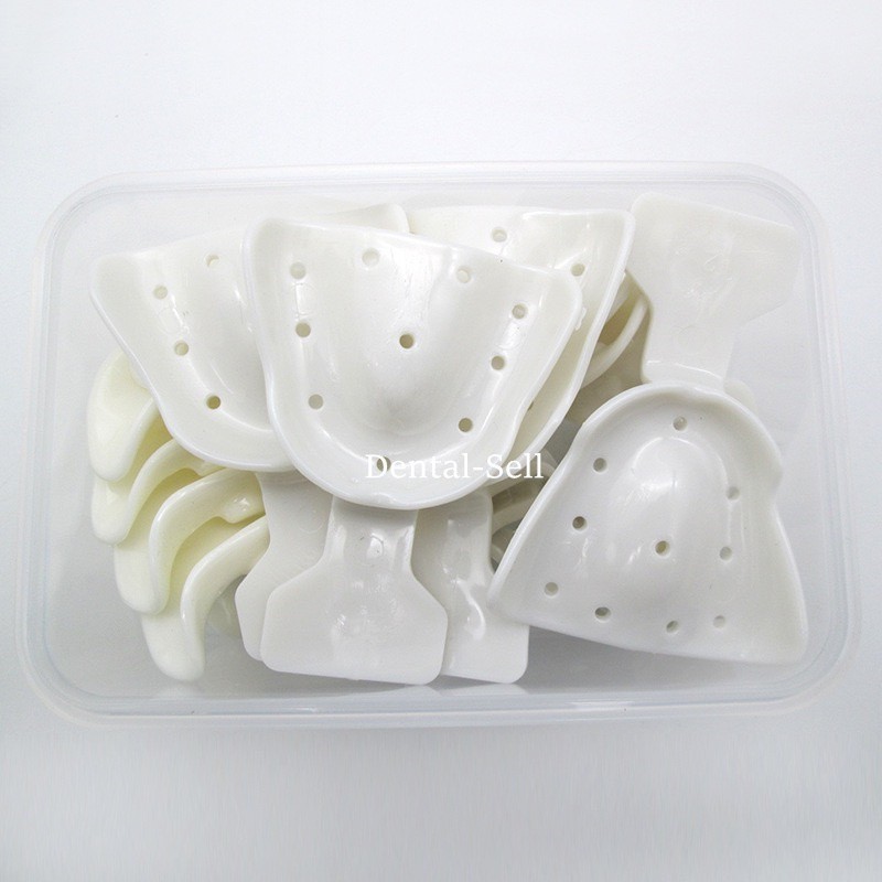 Dental Impression Trays Edentulous Jaw Frame Cut Back Plastic Tray White 17 pcs
