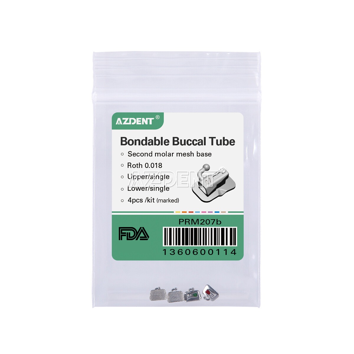 AZDENT Dental Ortho 1st Molar Buccal Tube Bondable Non-conv MBT/Roth .022 U1L1