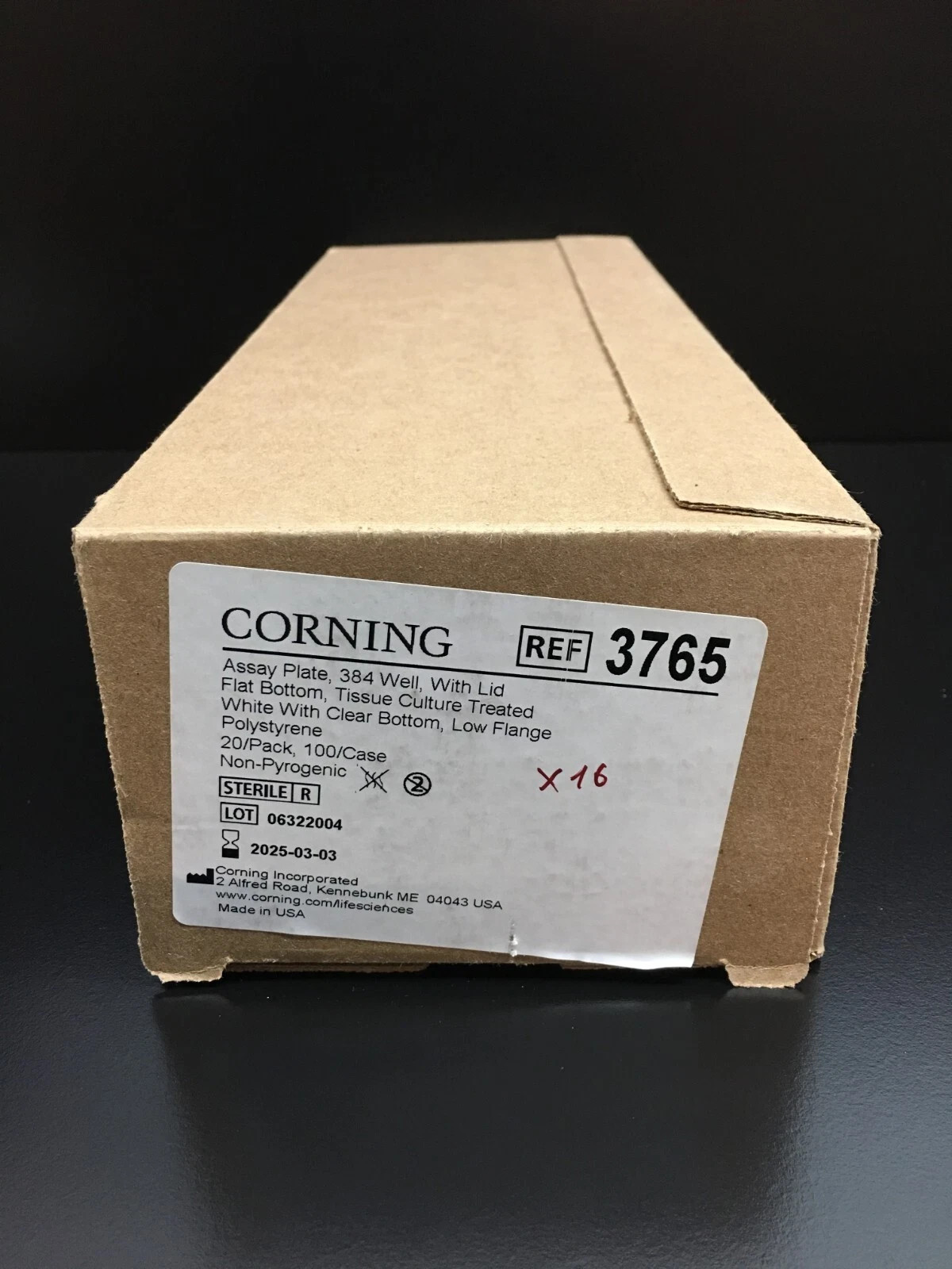 Corning REF 3765 Cell Culture Treated 384 Well Flat-Bottom Microplate Lot 16 PCS