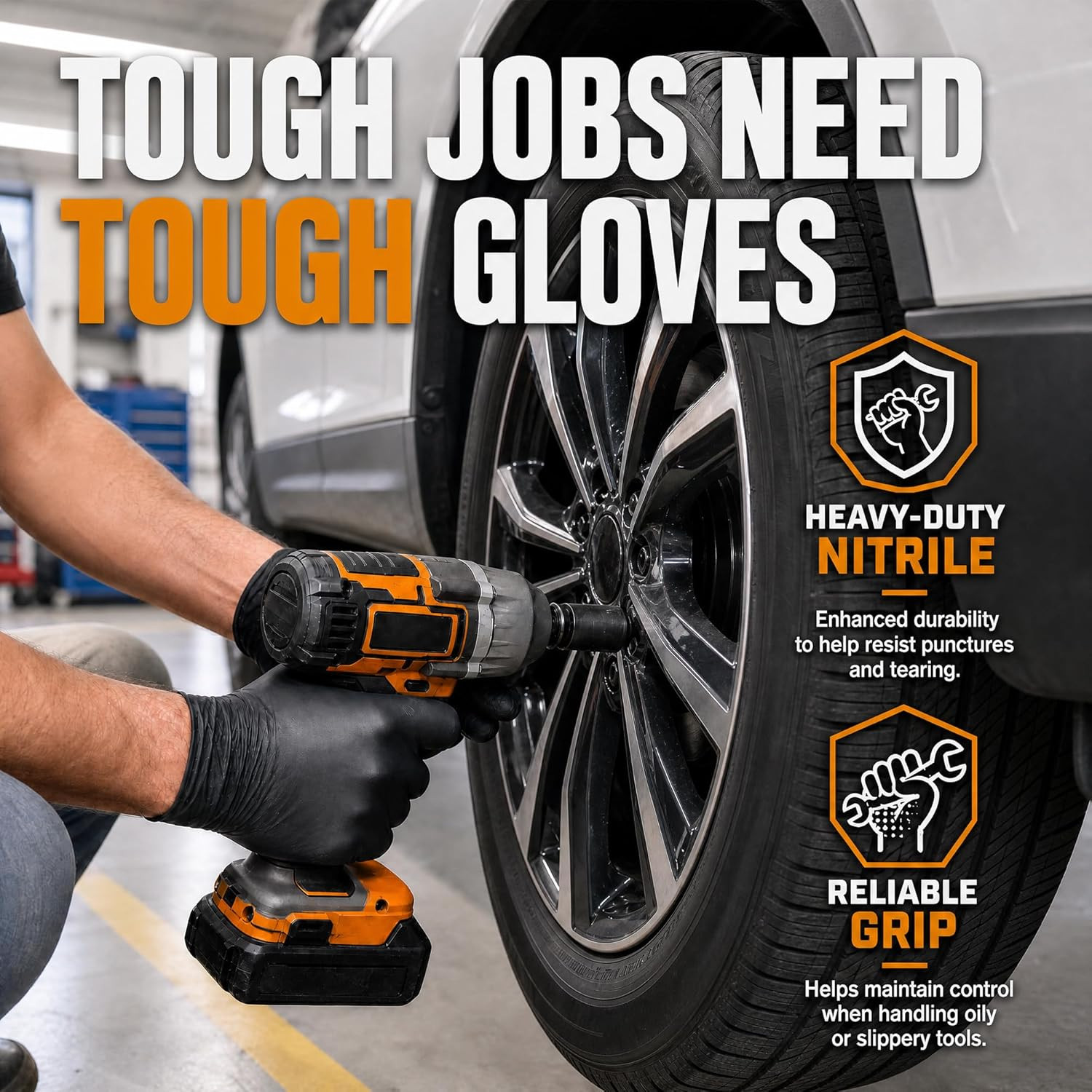 HEAVY DUTY 7 Mil Nitrile Black Gloves Disposable Latex Free Rubber Latex Cleanin