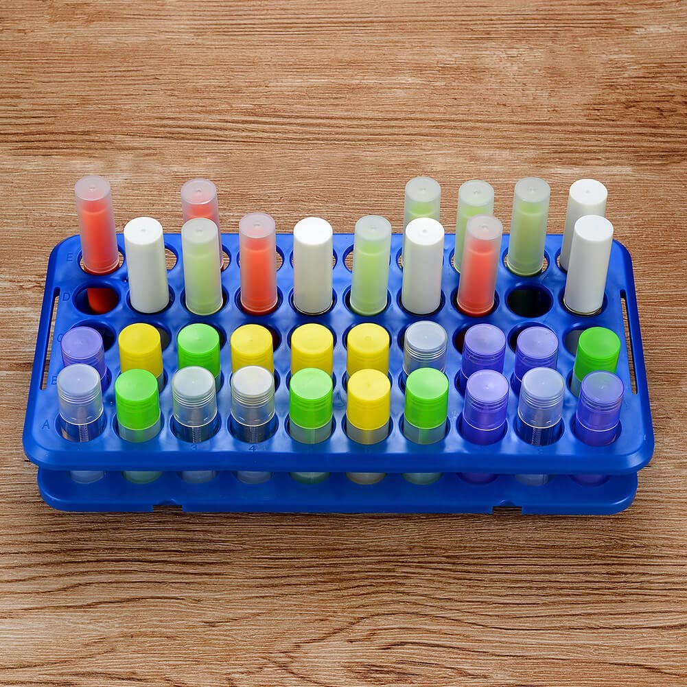 BKMAMLAB Plastic Test Tube Holder Rack for 5ml/10ml/15ml Tubes, Blue 1pcs
