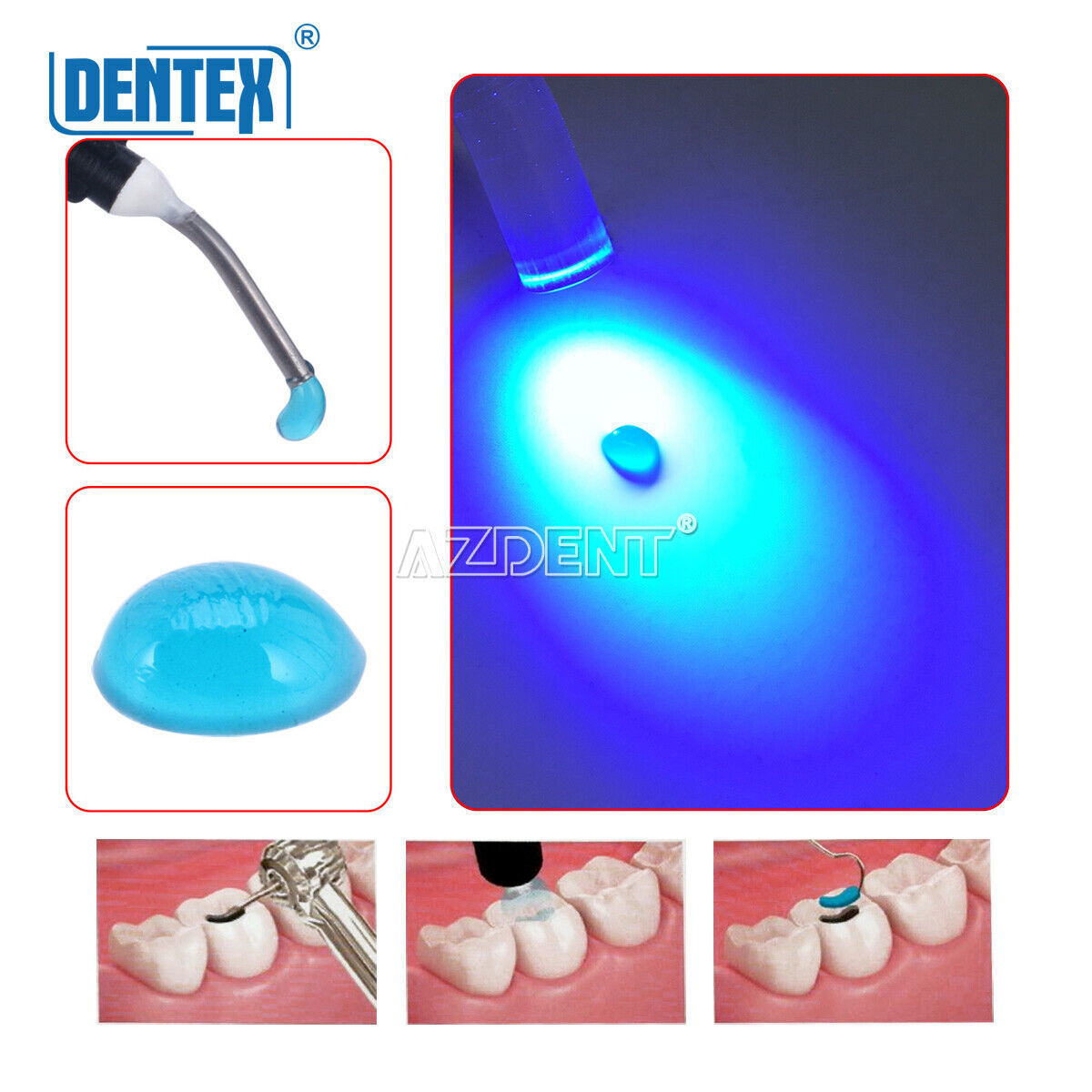 Dental Temporary Flow Light Cure Filling Resina compuesta Blue 2.5g DENTEX