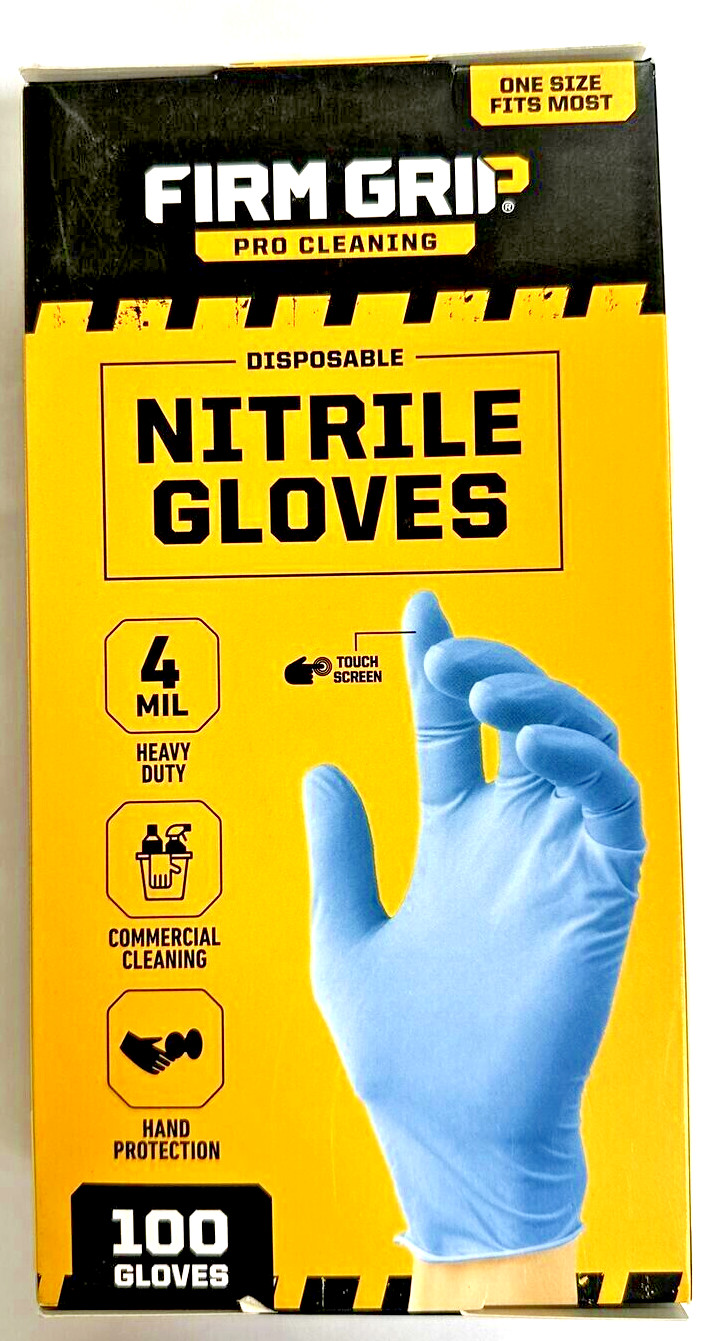 Firm Grip Pro Cleaning Disposable Heavy Duty Nitrile Gloves 100-Count One Size