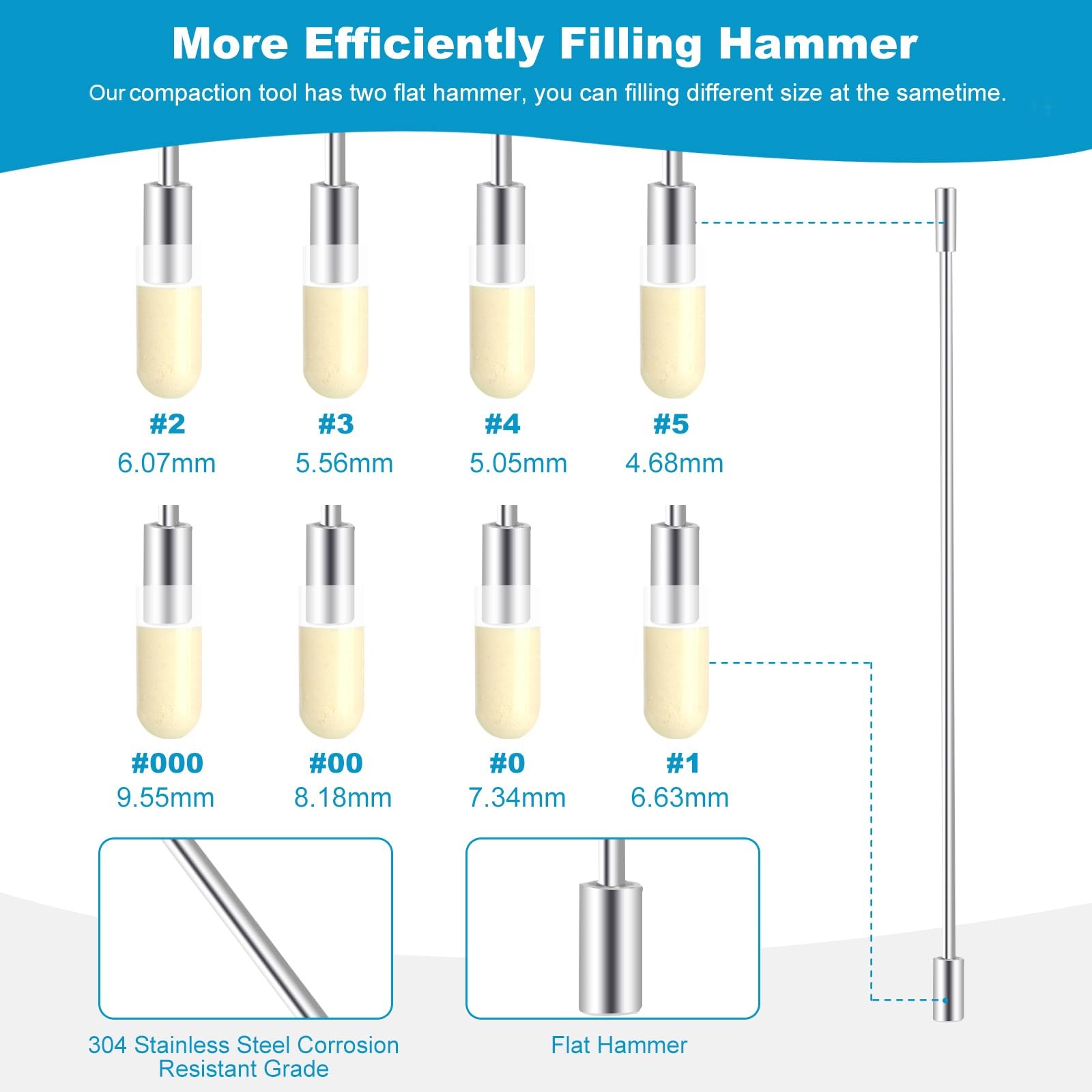 10 Pcs Capsules Filling Tools Tray Kit for Powder Tamper/Lab siliver