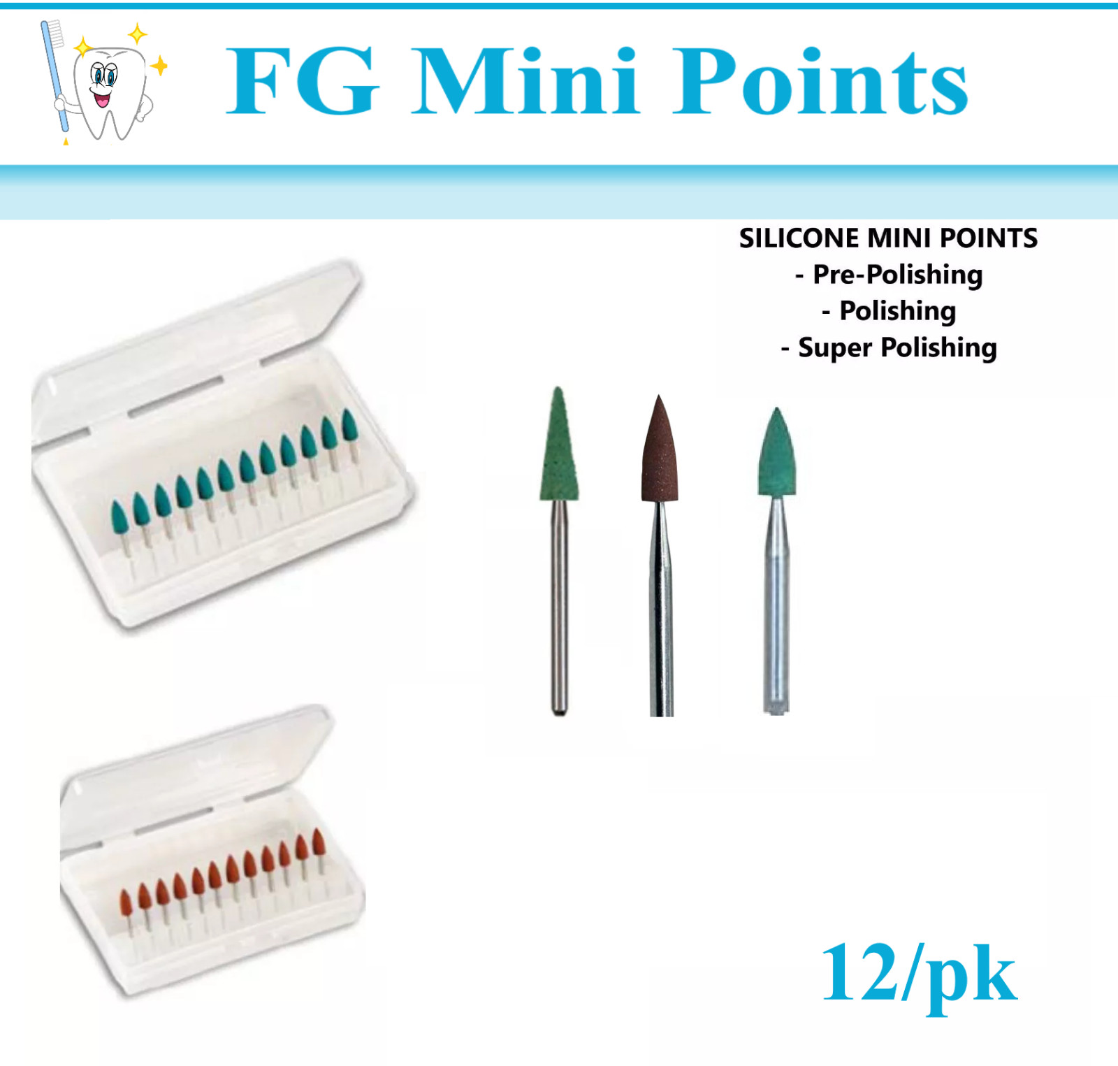 SHOFU Type Dental Mini Points, FG Greenie Brownie Point Pre-Polishing, Polishing