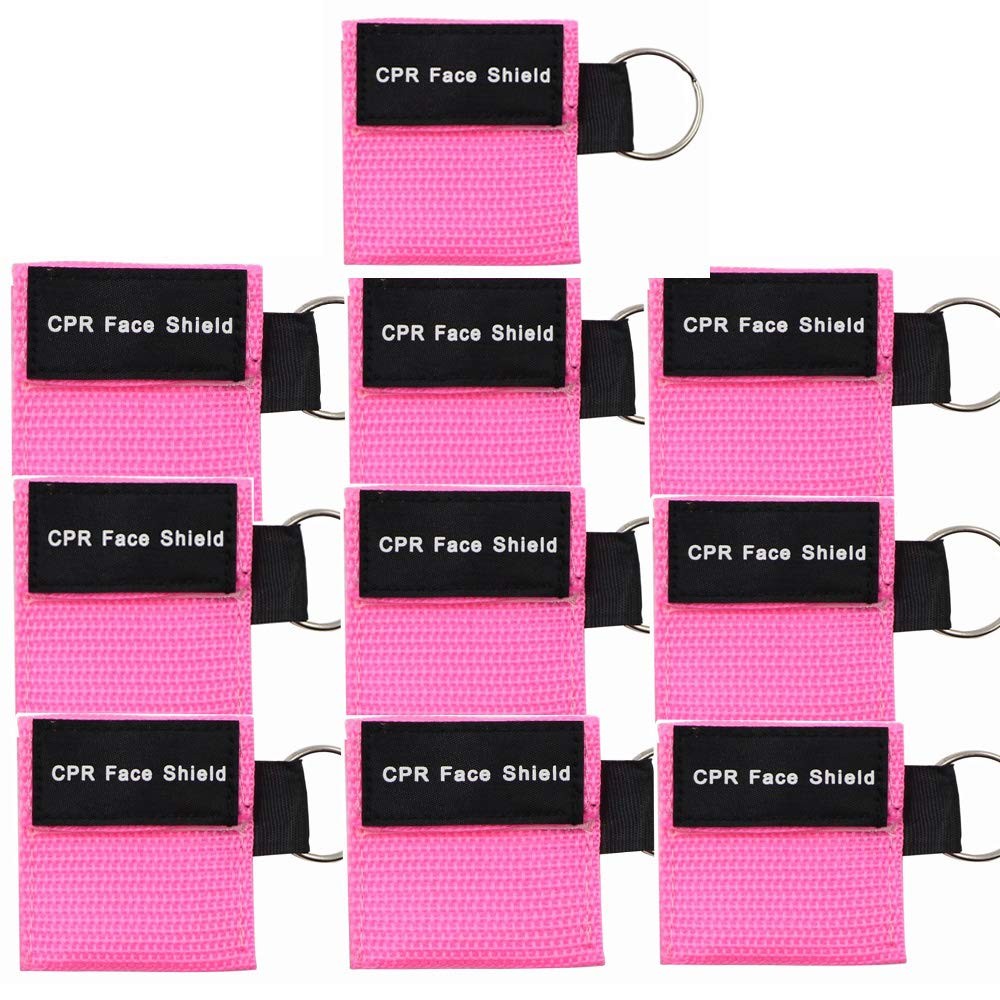 LSIKA-Z 10pcs CPR Face Shield Mask Keychain 20 Count (Pack of 1), Pink-10