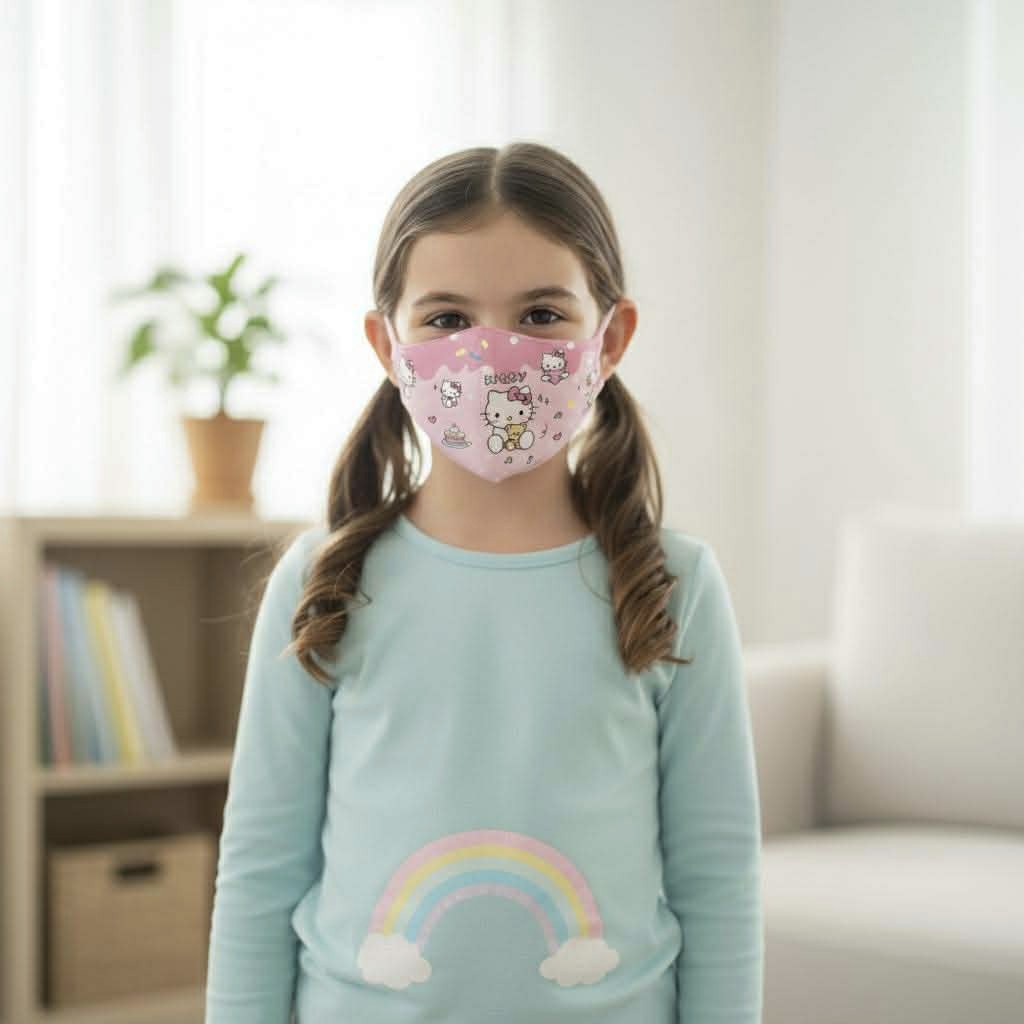 25 Hello Kitty Individual Wrapped Kids Cartoon Face Mask, Ages 5-12