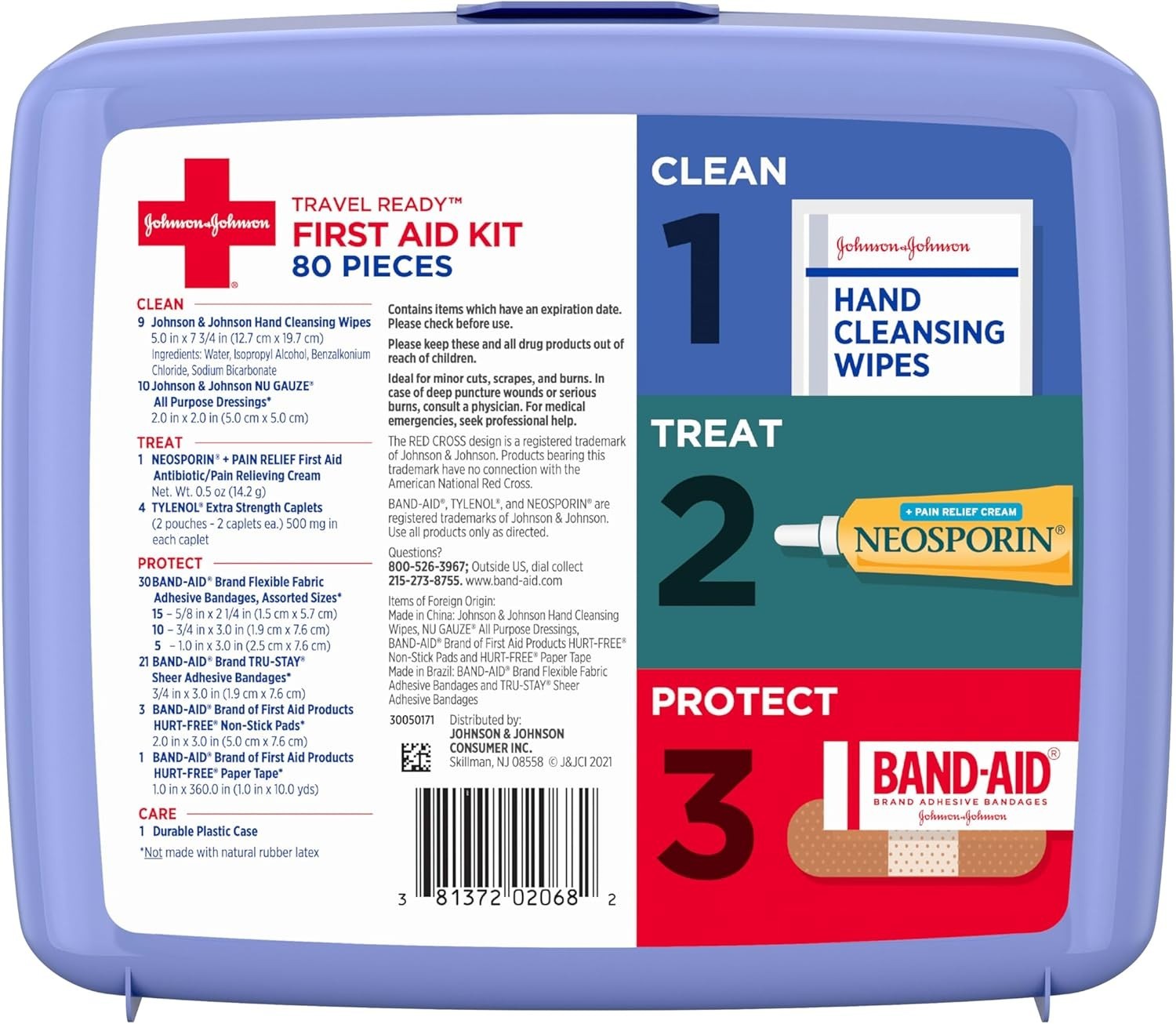 Band-Aid Brand Travel Ready Portable Emergency First Aid Kit For Minor Wound