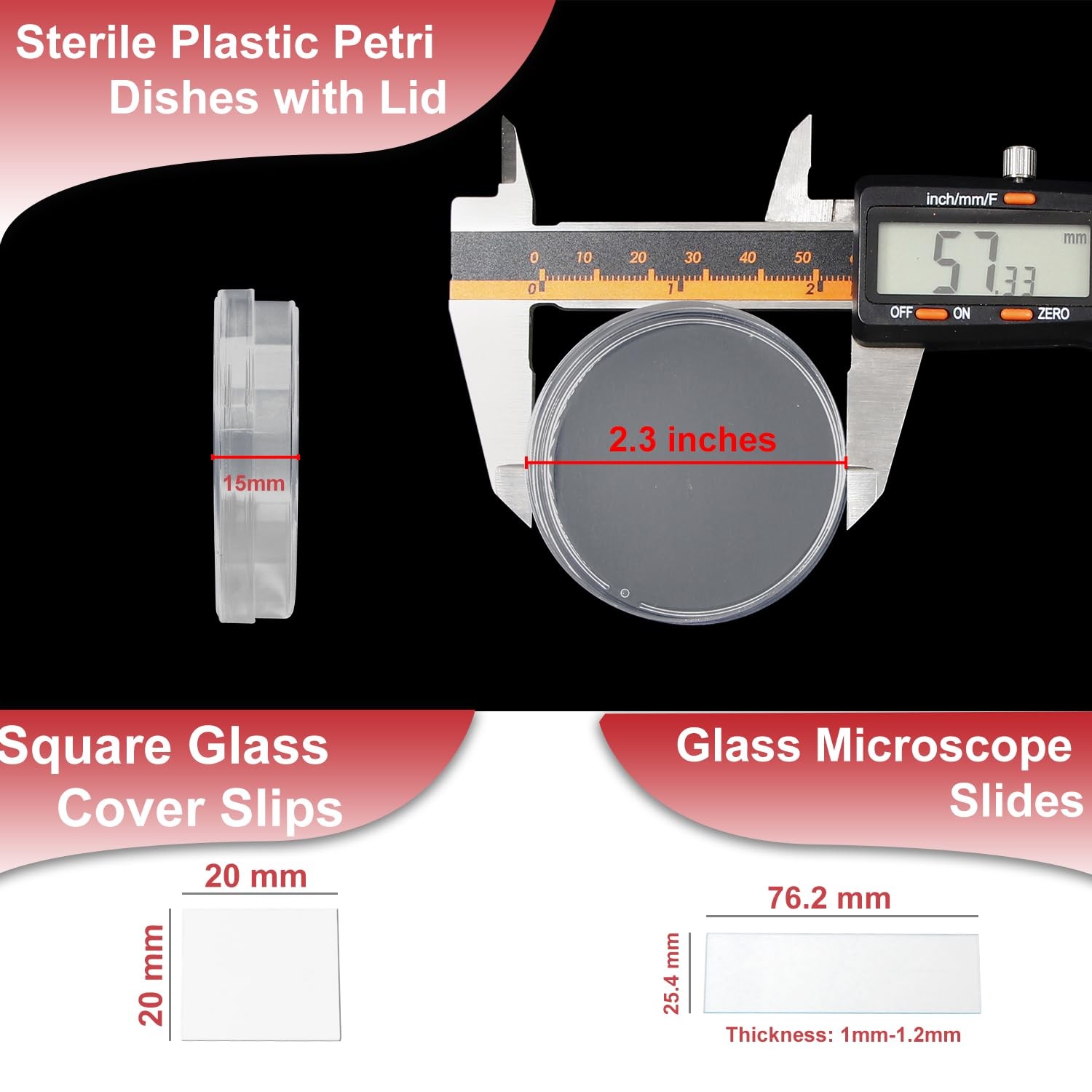 Sterile Plastic Petri Dishes Set, 50 Pcs Blank Microscope Slides, 100 Pcs 20x…