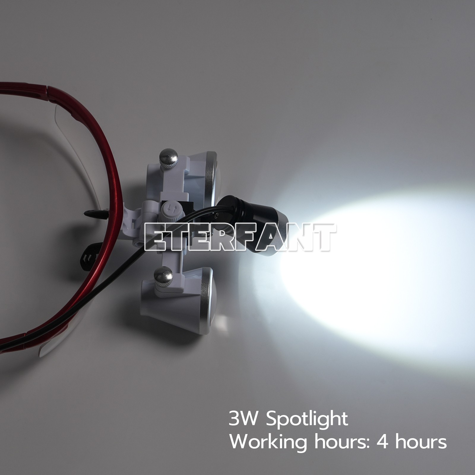 ETERFANT Dental Magnifier Medical Binocular Loupes Red+3W LED Head Light Lamp