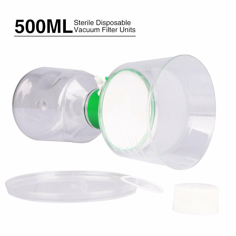 500mL Sterile Bottle Top Vacuum Filter Units with 0.22um PES Membrane Pack of 4