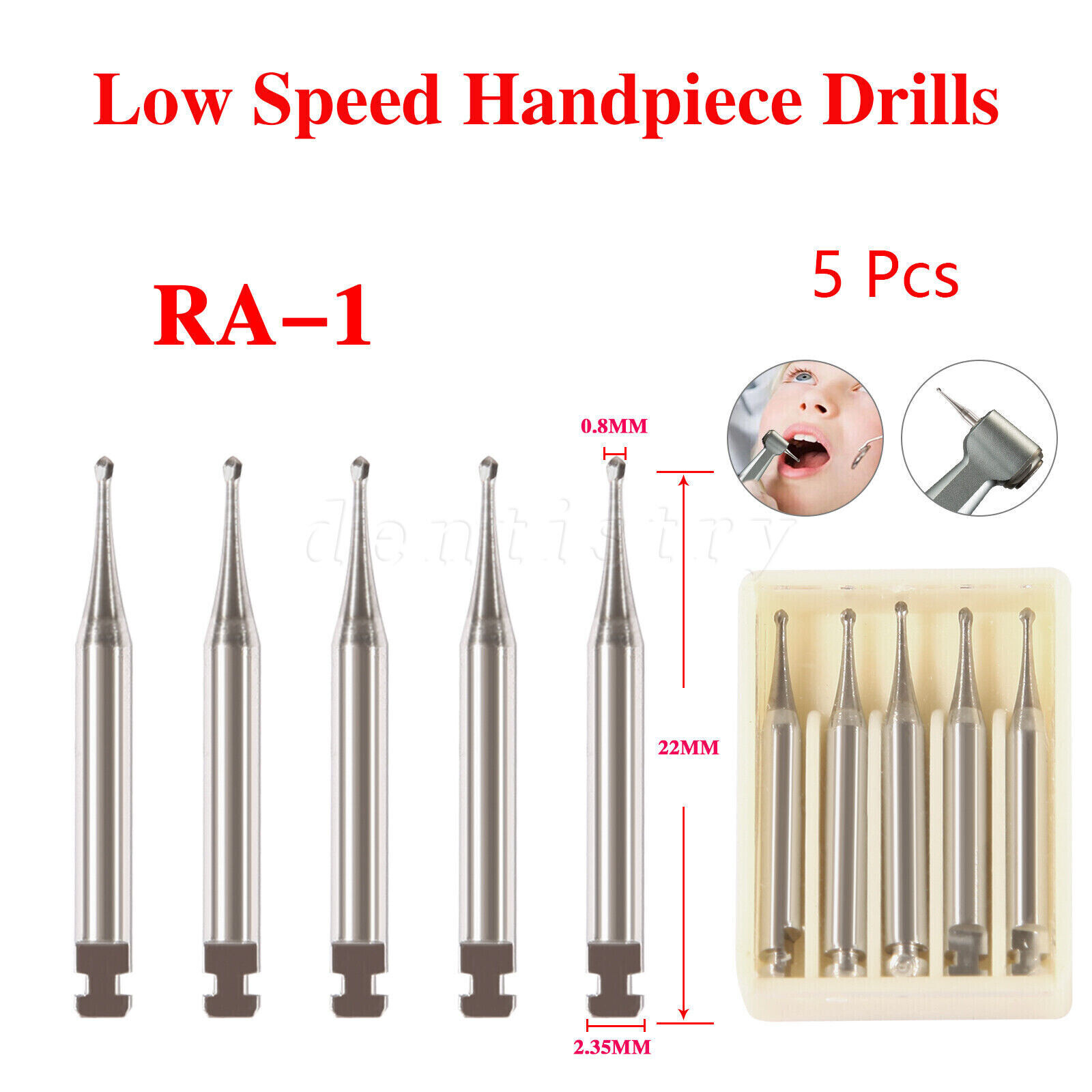 8 Types Dental Round Carbide Bur for Slow Speed Latch Type RA 1# – 8# Burs