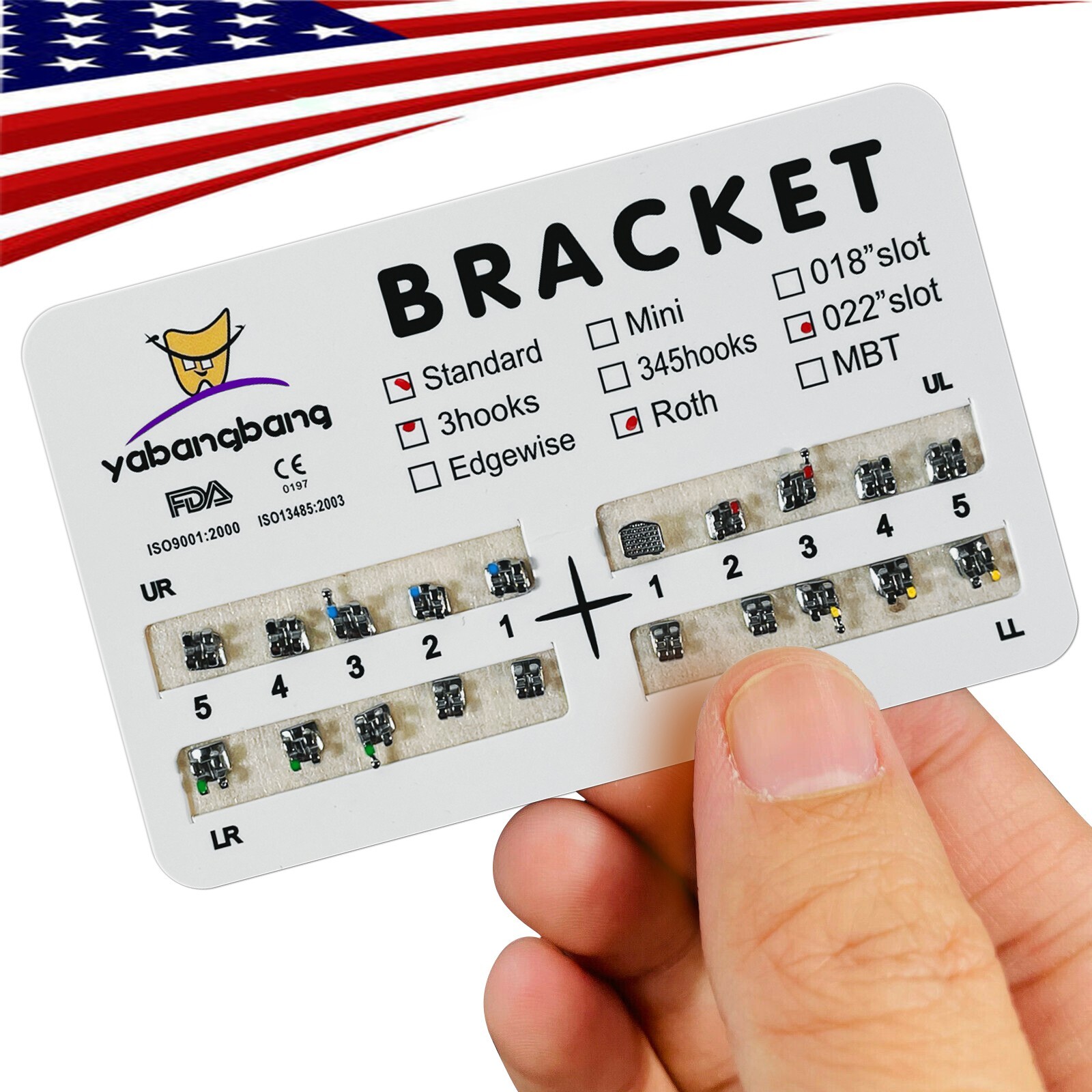10 Packs/200 pcs Dental Ortho Brackets Metal Braces Standard Roth 022 Hooks 3
