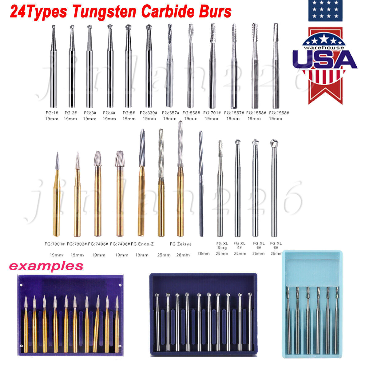 Dental Drill Bits Tungsten Carbide Burs Round Head HP/RA/FG Dentist Tools