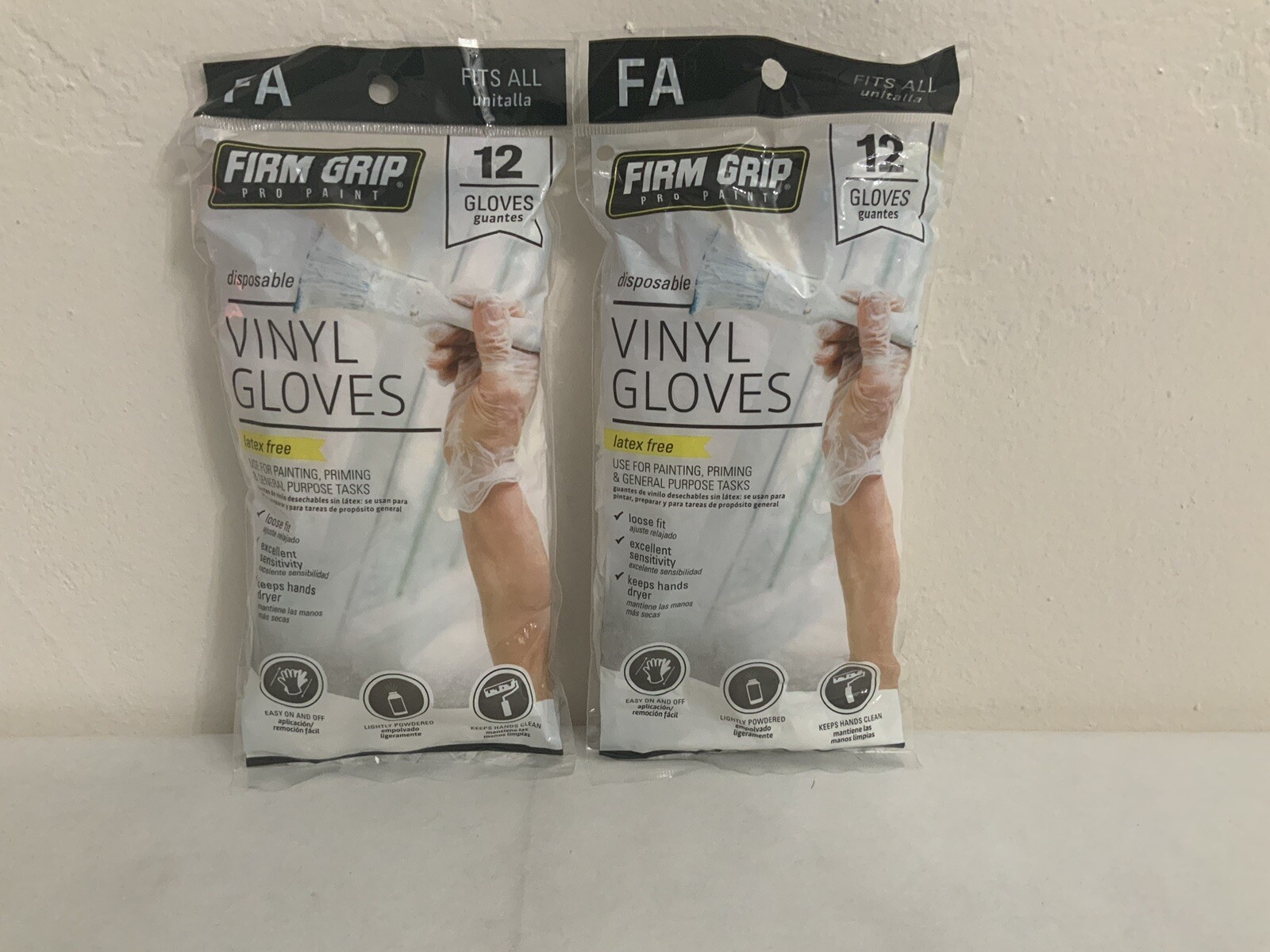 FIRM GRIP Pro Paint Disposable Vinyl Gloves 12 Glove X2 packs total 24 gloves.