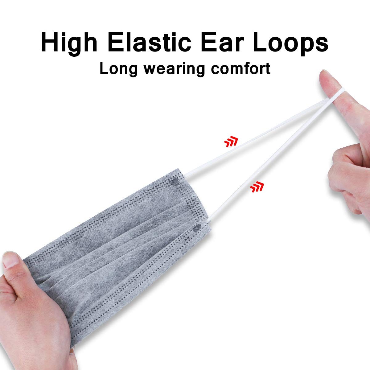 50 Pcs Disposable Face Mask 4-Layer Breathable Masks Dark Gray with White Ear…