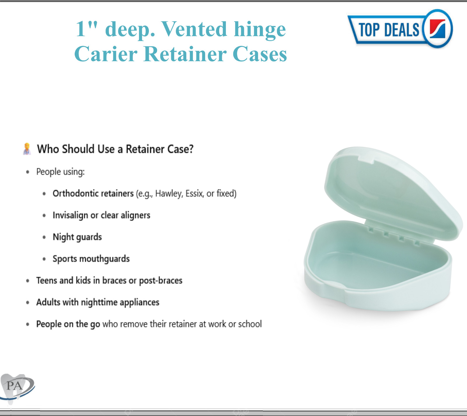 Dental Ortho Retainer Case Denture Storage Box Mouthguard Container, 1″Deep 10Pk