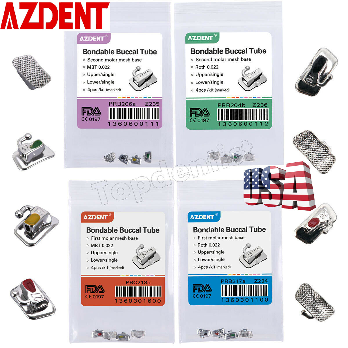 Tubos bucales adheribles para ortodoncia dental MBT/Roth 022 1er molar no-conv