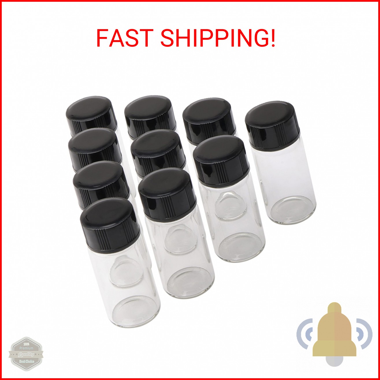 JIUWU 10 Pack 5ml Clear Glass Vials with Screw Caps, Small Refillable Sample Bot