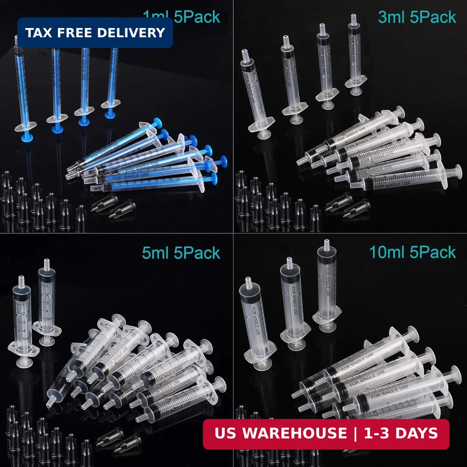 20Pack 1Ml / 3Ml / 5Ml / 10Ml Syringe without Needle – Small Plastic Syringes US