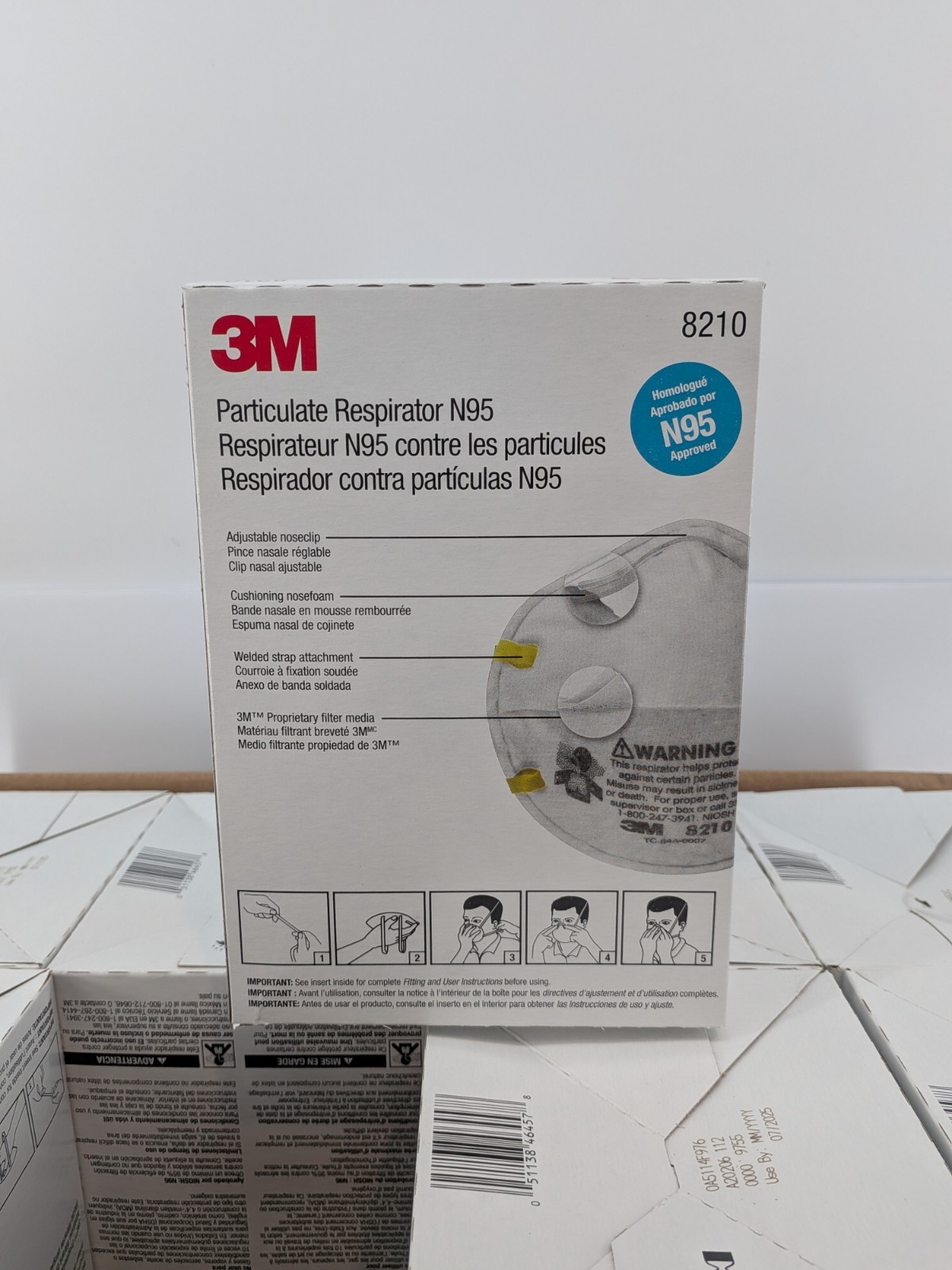 3M 8210 N95 Disposable Respirator Dust Mask | Case of 160 Masks | EXP 7/25 | New