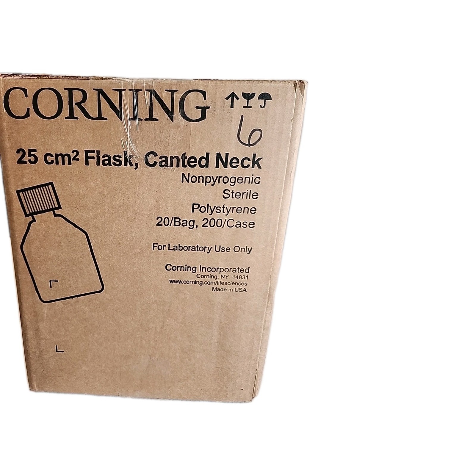 Corning 430639 25cm2 Flask Canted Neck Nonpyrogenic Sterile Polystyrene 200/Case