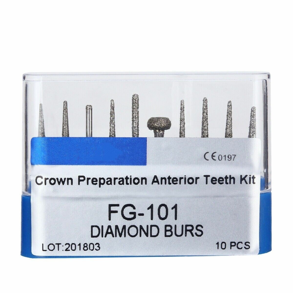 Dental Diamond Burs FG Kit for Crown/Bridge Preparation Anterior FG101 102 108