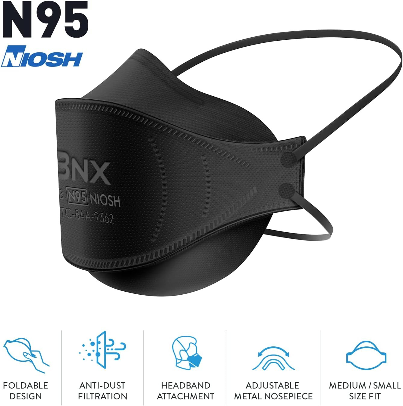 N95 Mask NIOSH Certified MADE IN USA Particulate Respirator Protective Face Mask