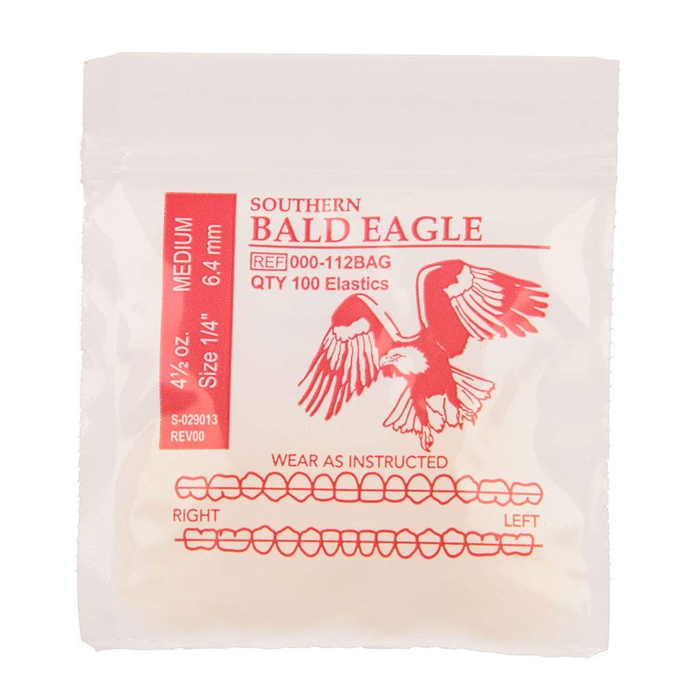 Orthodontics Elastics Wildlife Eagle | Medium, 4.5 Oz, 1/4″ Size, 100 Packs P…